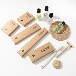 Kits dentaires jetables portables en pochette kraft pour hôtels – Mini trousse de toilette de voyage recyclable - Product Image 1