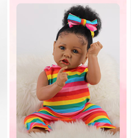 Poupée Reborn noire de 22 pouces en silicone souple, poupée bébé réaliste, teint réaliste, jouet pour enfants, cadeau d'anniversaire