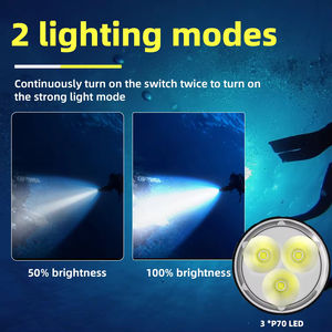 Linterna de Buceo LED de Alta Potencia, 3 LED XHP70.2, Luz Blanca Subacuática, Resistente al Agua IPX8, Linterna Táctica, Lámpara de Buceo 26650 - Product Image 4