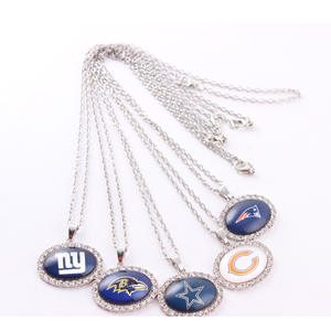 NFL32 geometrico ovale gemma di tempo placcato in oro catena a maglie di calcio americano collana con ciondolo nuovo Design - Product Image 1