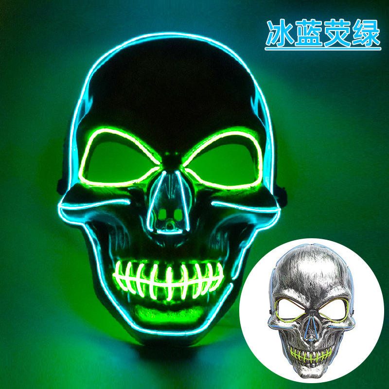 Bleu glace + crâne bicolore vert fluorescent