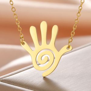 Collier Myshape Healing Hand, symbole sacré Hopi, pendentif en spirale tourbillonnante, bijoux en acier inoxydable, cadeau du Nouvel An - Product Image 1