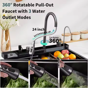 Tiktok New Trend <strong>Stepped</strong> Design Easy to Clean Multi-function Waterfall <strong>Kitchen</strong> Faucet Sink With Digital Display - Product Image 2