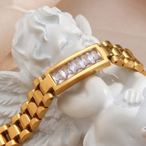 Bracciale a maglie spesse da donna personalizzato con cinturino regolabile in zircone con cinturino a catena bracciale gioielli <span class=keywords><strong>regali</strong></span> per l'amante moglie mamma <span class=keywords><strong>sorella</strong></span> - Product Image 5