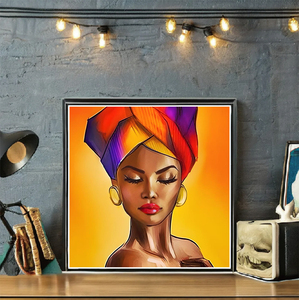 Peinture diamant 5D DIY pour décoration intérieure, motif <span class=keywords><strong>femme</strong></span> africaine noire, broderie au point de croix, mosaïque, perceuse carrée complète AB - Product Image 3