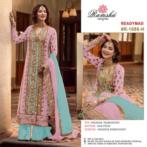 Costume Salwar pakistanais prêt à l'emploi en matériau semi-cousu de nouvelle collection pour la fête de mariage et les vêtements d'extérieur - Product Image 3