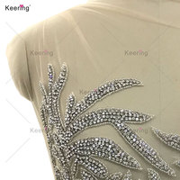 WDP-485 or strass appliqué corsage argent robe couture Patch décoratif fleur vêtement accessoires pour vêtements