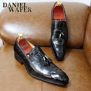 Chaussures Oxford en cuir de qualité italienne pour hommes, à bout pointu et motif imprimé, taille 47, grandes, pour mariage et soirée - Product Image 5