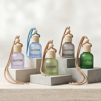 Flacon diffuseur de parfum pour voiture en verre de luxe mini 10 ml vide avec surface estampillée or, anti-fuite, à suspendre, pour voiture