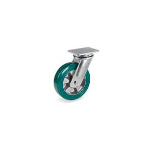 TELLURE ROTA - 628314 TR-ROLL polyurethane wheels, aluminium centre, <b>swivel</b> top <b>plate</b> bracket EE MHD - wheel width 50 mm, ø 160 - Product Image 1