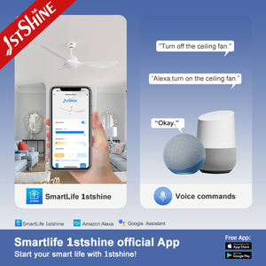 1stshine Led Ventilador de techo Blanco 52 pulgadas Plástico 3 aspas Iluminación ajustable Ventilador de techo inteligente con control de aplicación - Product Image 6