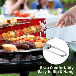 Bán buôn sản phẩm mới thịt nướng xiên thép không gỉ Rotisserie dĩa đôi kim đẩy tấm thịt xiên cho kabob nướng BBQ - Product Image 5