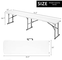 Banc pliable en plastique portable pas cher de 6 pieds pour les fêtes en intérieur et en extérieur