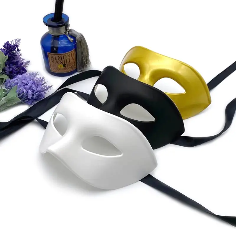 Masquerade Men's Eye Mask Simple Black Half Face Halloween Mask Party