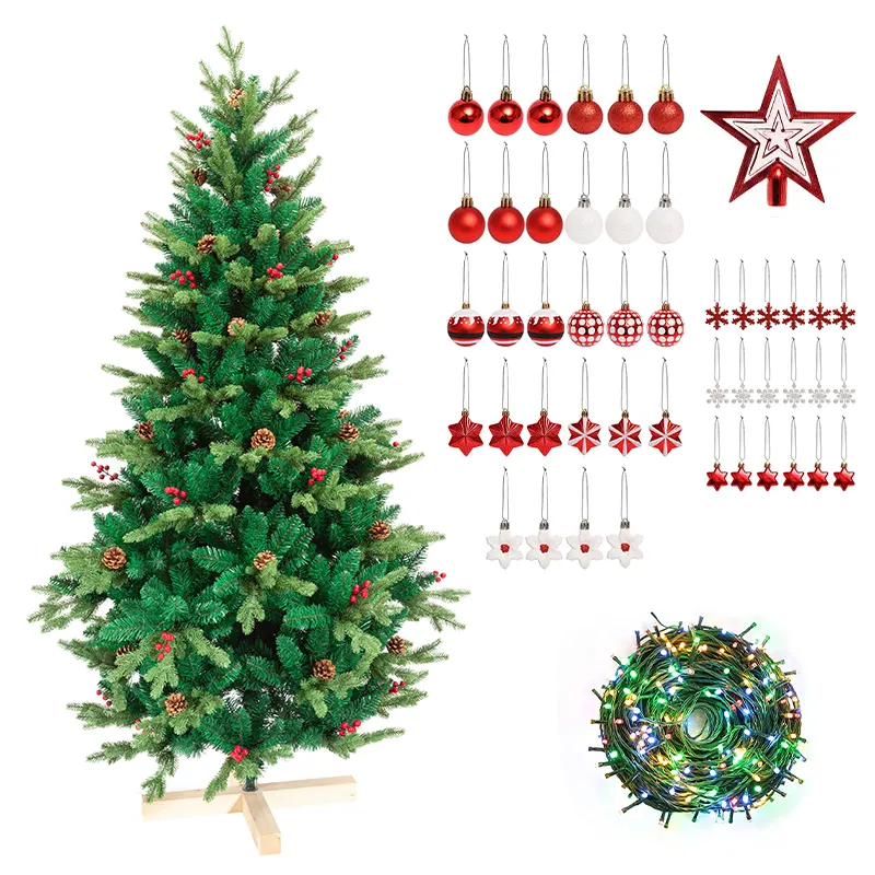 2024 Factory Direct Home Decorations Big New Holiday Indoor Flocked Pre Lit 7.5 Ft Pvc Christmas Trees With Led Lights