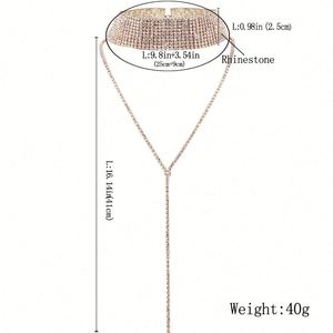 Collar de Aleación Chapado en Oro Multicapa con Cristales para Mujer, Estilo Europeo Americano, Diseño Geométrico Moderno, Casual - Product Image 4