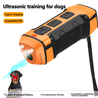 Appareil d'entraînement pour chiens à ultrasons portable, anti-aboiement, avec double lumière clignotante, batterie rechargeable, en ABS écologique, pour utilisation en extérieur sur pelouse
