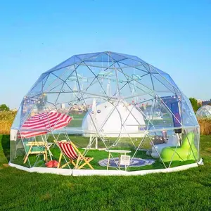 Ucuz fiyat çin üretici jeodezik yapısı 10 metre çelik jeodezik kubbe evi temizle PVC igloo