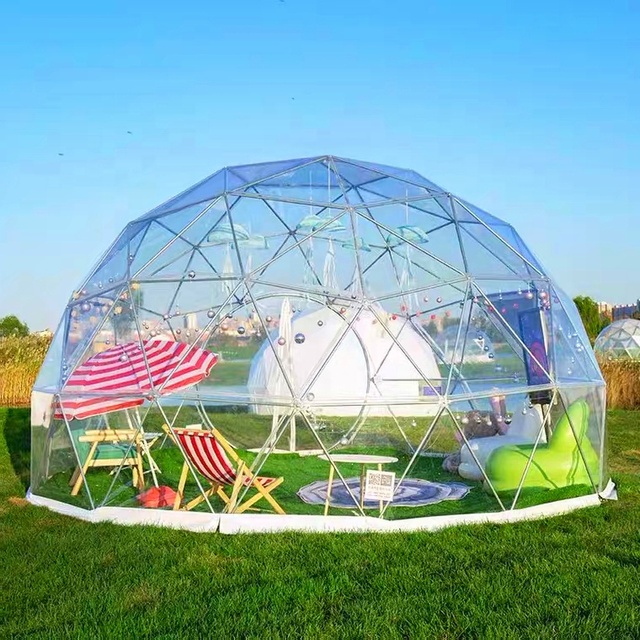 Cheap Price China Manufacturer Geodesic Structure 10meter Steel Geodesic Dome House clear PVC Igloo