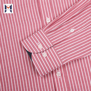 Camicie a righe personalizzate da uomo a maniche lunghe con <span class=keywords><strong>colletto</strong></span> rivolto verso il basso e abbottonatura a bottone singolo e polsino rotondo per l'autunno - Product Image 4