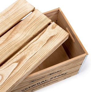 Zhongglu — boîtes de rangement en bois rustiques, avec couvercle et poignées découpées, ensemble de 3 caisses à fruits en bois bon marché pour vente - Product Image 5
