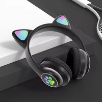 Écouteurs sans fil avec oreilles de chat mignonnes, LED, stéréo, musique, microphone dynamique, casque pour filles, plusieurs couleurs pour les voyages, l'aviation, AAC