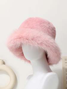 Vente en gros Chapeau d'hiver de luxe de haute qualité pour femmes Chapeau seau d'hiver en fourrure de renard doux et chaud pour femmes - Product Image 5