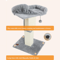 Mainan hewan peliharaan ukuran besar 32 ", tiang garuk kucing Sisal dengan tempat tidur untuk furnitur garuk kucing dalam ruangan dengan pegangan mewah
