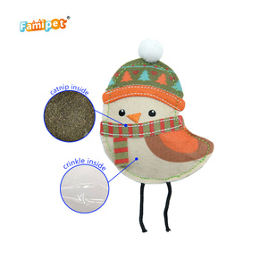 Famipet üretici özel yeni sevimli keçe noel tema kuşlar tasarım yavru oyuncak yumuşak dolması Pet kedi oyuncak ile catcat - Product Image 3