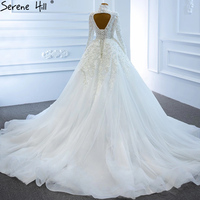 Robes de mariée sirène à manches longues blanches 2024 femmes musulmanes sur jupe robe de mariée luxueuse avec perles robes de mariée africaines