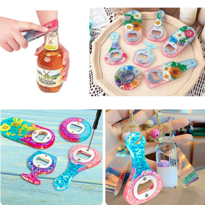Lot en vrac d'ouvre-bouteilles vierges en résine, adaptés pour porte-clés, accessoires de bar DIY, bouchons de bière plats, cadeaux de fête - Product Image 4