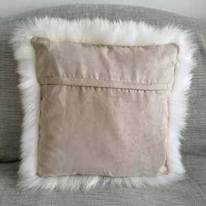 Funda de almohada de piel de oveja australiana auténtica moderna de lujo, funda de cojín de piel de oveja Real esponjosa para el <span class=keywords><strong>hogar</strong></span>, retales sólidos - Product Image 4