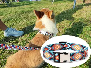 Custom Designer Pet Adjustable Dog Collar Leash Set For Dog