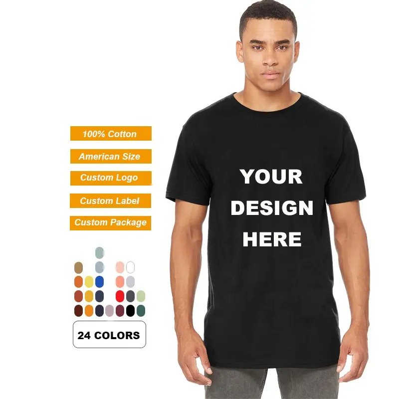 Camiseta de algodão unissex, camiseta personalizada com design de logotipo, tela de seda, bordado, bufante dtg com etiqueta personalizada