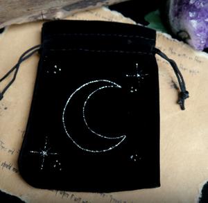 Бархатные мешочки для карт Таро, рун и магических принадлежностей с узором «полумесяц», на каждый день, на шнурке - Product Image 2