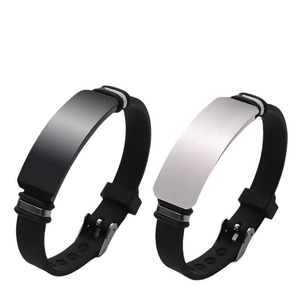 Casual Personalize Engrave Silicone Bracelets for <b>Men</b> Women Stainless Steel ID Custom Sports Gifts Jewelry - Product Image 2
