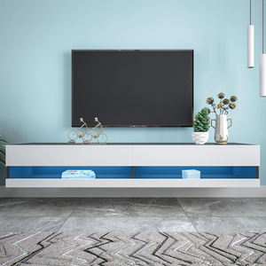 Soportes <span class=keywords><strong>de</strong></span> TV <span class=keywords><strong>de</strong></span> <span class=keywords><strong>estilo</strong></span> moderno, <span class=keywords><strong>centro</strong></span> <span class=keywords><strong>de</strong></span> <span class=keywords><strong>entretenimiento</strong></span> flotante montado en la pared con luces LED, almacenamiento <span class=keywords><strong>de</strong></span> altura ajustable, para sala <span class=keywords><strong>de</strong></span> estar - Product Image 3