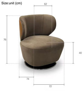 Fauteuil pivotant en velours, style nordique moderne, luxe léger, pour salon de villa, mobilier de maison - Product Image 6
