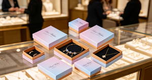 Boîtes à bijoux haut de gamme écologiques avec base et couvercle dégradés, fermeture magnétique, en carton rigide épais imprimé en couleur, avec inserts floqués noirs - Product Image 5