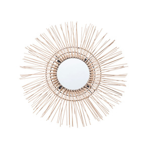 Rattan <b>Round</b> <b>Wall</b> <b>Mirror</b> Framed Colored Lens Decorative For Living Room Entryway Studio Home - Product Image 4