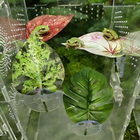 Decoración de Hojas de Plástico con Ventosa para Reptiles y Anfibios, para Tomar el Sol, Descansar, Esconderse y Escalar, Accesorios para Terrarios y Hábitats