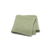 Couverture pour bébé en coton tricoté multifonctionnelle avec broderie personnalisée du nom, couverture d'emmaillotage ajourée pour nourrissons
