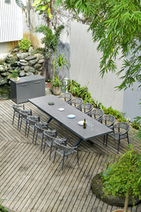 Outdoor Furniture Luxury <strong>Garden</strong> Extension Dining Table Set 12 or 14 People Tempered Glass Outdoor Aluminum Rattan <strong>Chair</strong> - Product Image 2