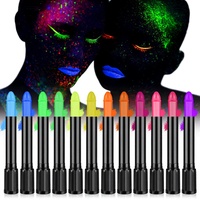 Peinture corporelle UV, 12 couleurs, crayons néon lavables, ensemble de peinture pour le visage, peinture corporelle, maquillage pour Halloween, carnaval