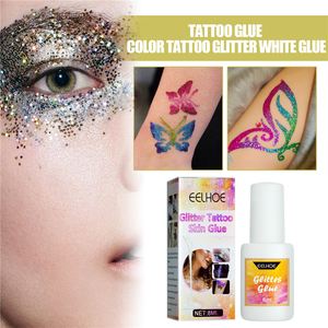 EELHOE 8ml Tatouage scintillant, colle <span class=keywords><strong>blanche</strong></span> pour la peau, fêtes à thème d'Halloween et de carnaval, tatouage flash couleur pour cheveux, visage, corps, maquillage des yeux - Product Image 3