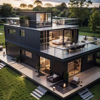 Villa Préfabriquée Moderne de Luxe en Acier, Conteneur Maritime 40 pieds Personnalisé, Maison Modulaire Écologique Préfabriquée