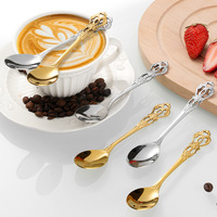 Ensemble de couverts rétro en acier inoxydable Royal Court : cuillère à café, fourchette à fruits, cuillère à dessert, fourchette, finition poli miroir