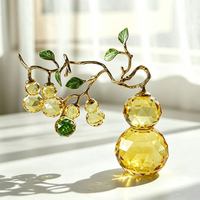 Ornement de luxe en cristal de Chine fait main en forme de grande gourde, attire la richesse, la chance et la paix ; Décoration intérieure pour armoires à vin et entrées.