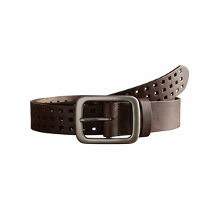 BS INTERNATIONAL NA33 Cinturón de Cuero Genuino de Vaca, Estilo Vintage, Hebilla Cuadrada de Acero Resistente, Longitud Personalizable para Hombre - Product Image 3
