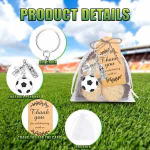 Lot de 10 porte-clés ballon de football avec pochette, porte-clés sport pour hommes et femmes, cadeau pour les fans de football - Product Image 3